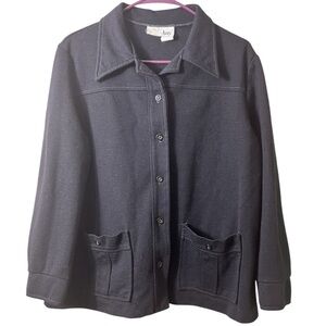 Vintage ecco‎ bay Black Button Front Blazer XL Capsule Quiet Luxury Office